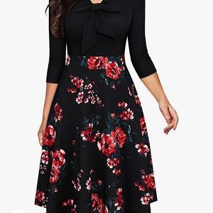 YATHON Women's Elegant Bow Tie Swing Casual